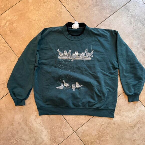 Morning-sun Women's Green and Blue Sweatshirt - Picture 1 of 5